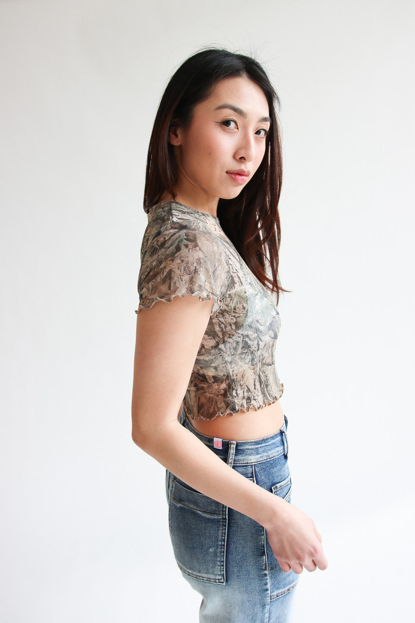 Printed Woodland Camo Mesh Tee