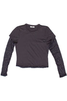 Layered Lace Long Sleeve Tee - Dark Gray