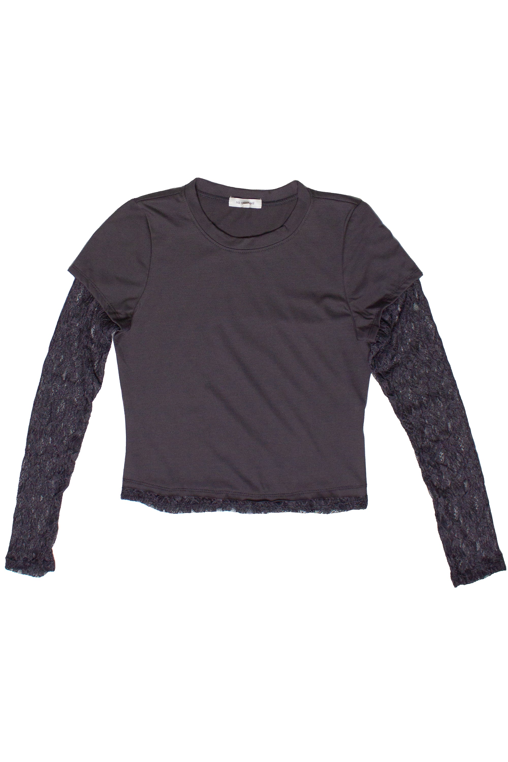 Layered Lace Long Sleeve Tee - Dark Gray