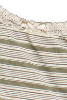Striped Ribbed Lace Trim Tank Top - Olive