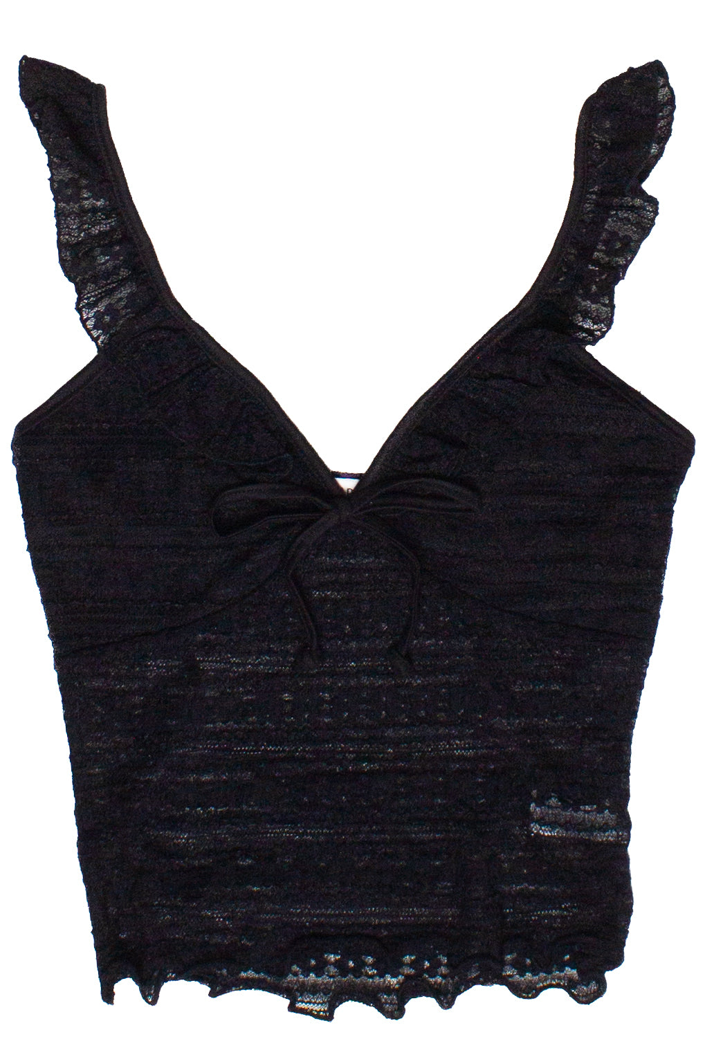 Ruffle Lace Tie Front Tank Top