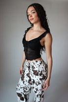 Ruffle Lace Tie Front Tank Top