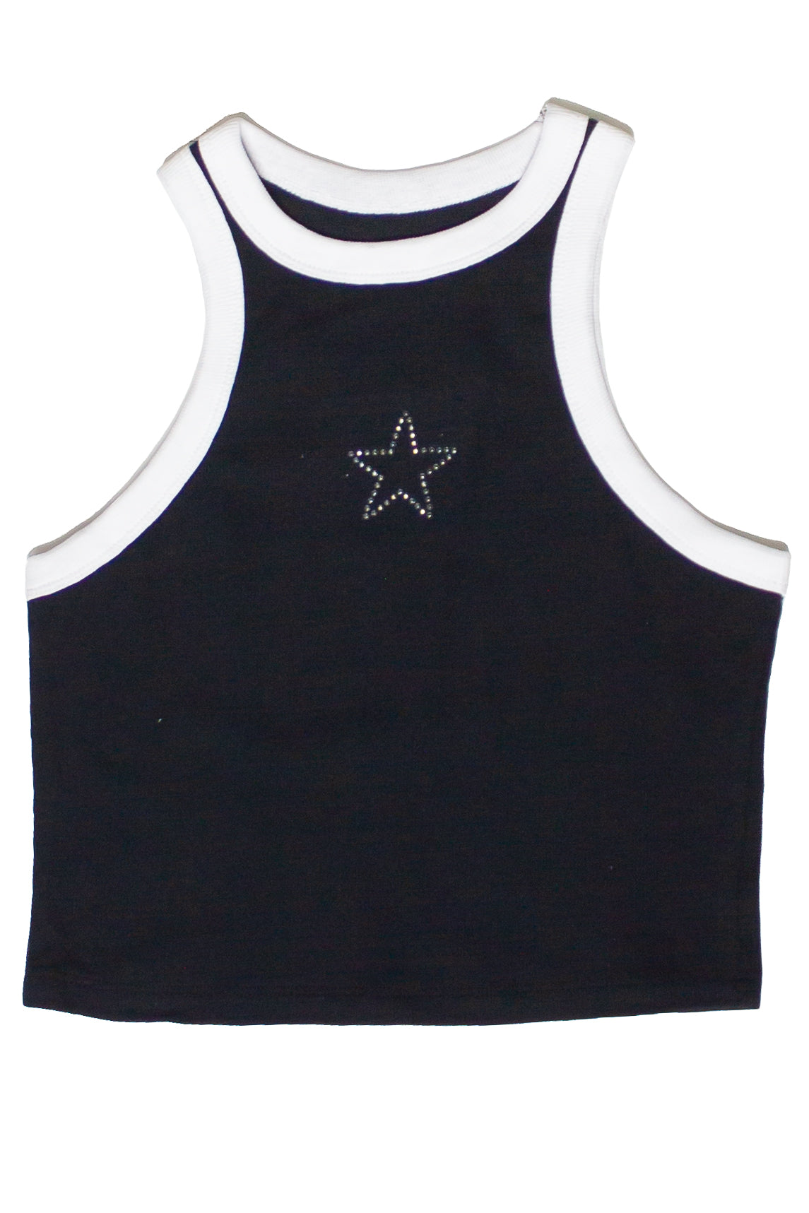 Rhinestone Star Ringer Crop Tank Top