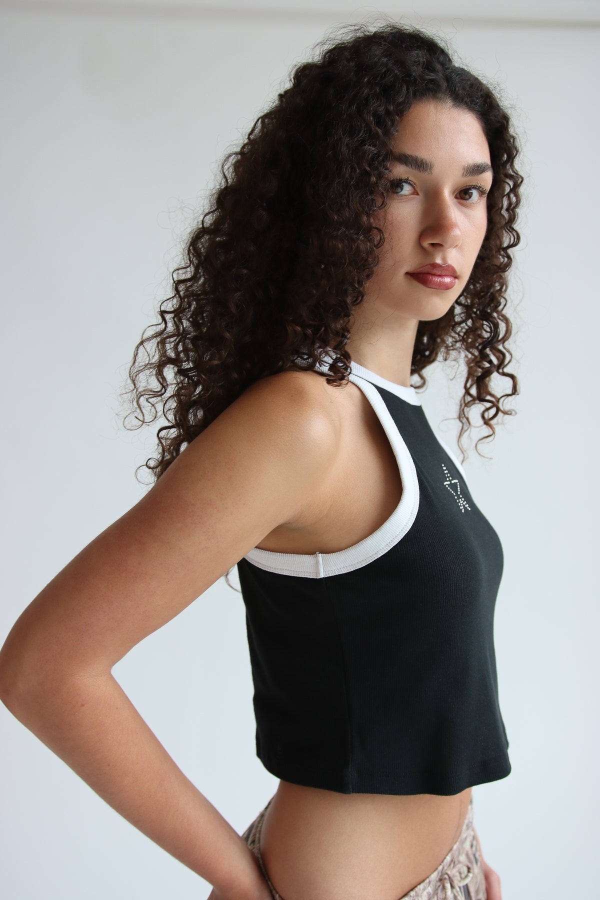 Rhinestone Star Ringer Crop Tank Top