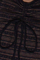 Layered Lace Drawstring Tie Front Top