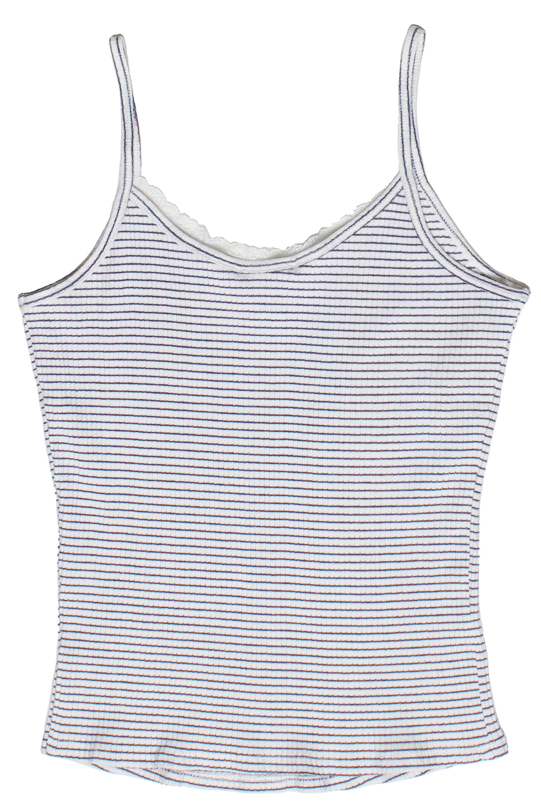 Lace Trim Striped Ribbed Cami