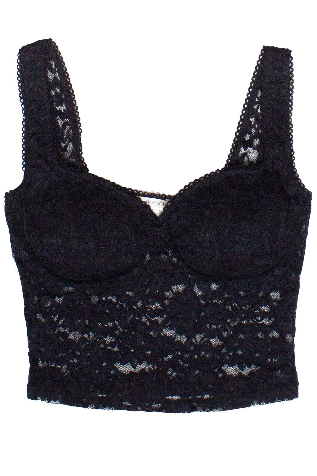 Lace Bustier Tank Top - Black