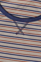 Striped Scoop Neck Long Sleeve Top - Gray