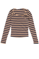 Striped Envelope Neck Long Sleeve Top 