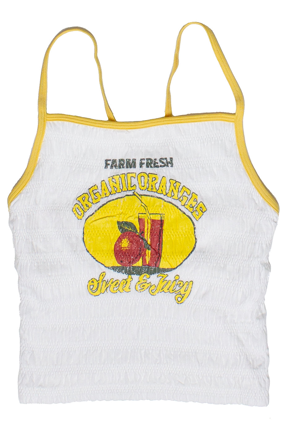 Organic Oranges Shirred Tank Top - White