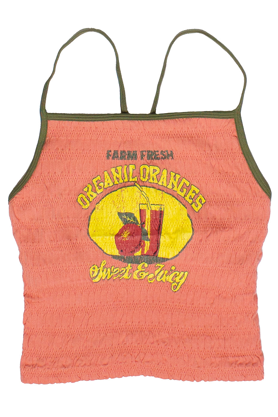 Organic Oranges Shirred Tank Top - Coral