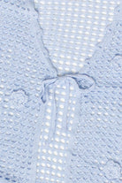 Flower Crochet Mesh Tie Front Cardigan - Light Blue