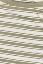 Striped Boat Neck Long Sleeve Top - Olive