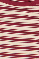 Striped Boat Neck Long Sleeve Top - Red