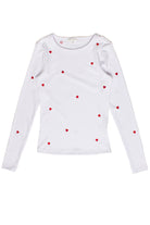 Mini Embroidered Hearts Long Sleeve Top