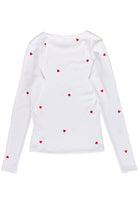Mini Embroidered Hearts Long Sleeve Top