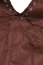 Suede Lace Up Halter Tank Top 
