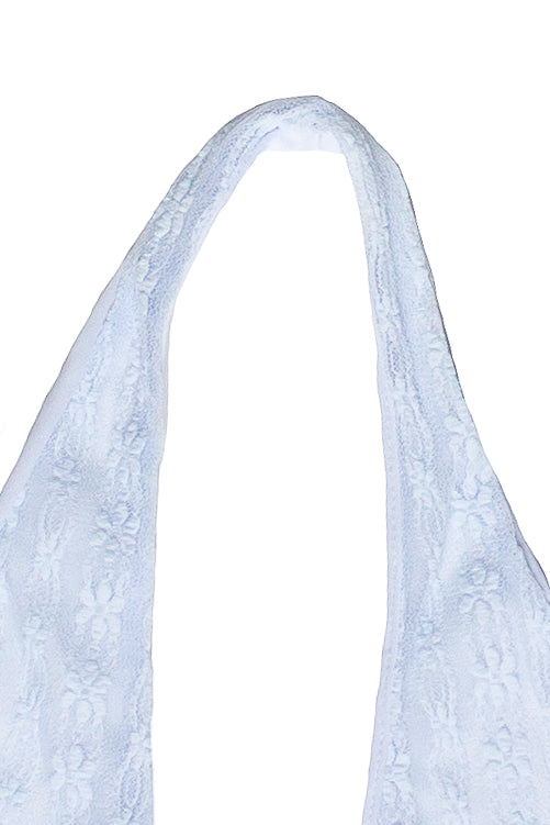 Lace Mesh Buckle Halter Top - Light Blue