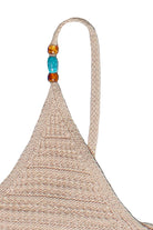 Beaded Straps Pointelle Knit Flyaway Tank Top - Beige