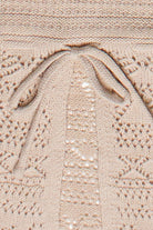 Beaded Straps Pointelle Knit Flyaway Tank Top - Beige