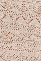 Beaded Straps Pointelle Knit Flyaway Tank Top - Beige
