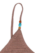 Beaded Straps Pointelle Knit Flyaway Tank Top - Brown