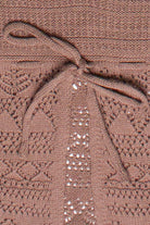 Beaded Straps Pointelle Knit Flyaway Tank Top - Brown
