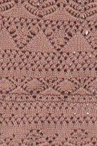 Beaded Straps Pointelle Knit Flyaway Tank Top - Brown