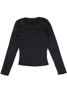 Double Layer Basic Long Sleeve T-Shirt - Black