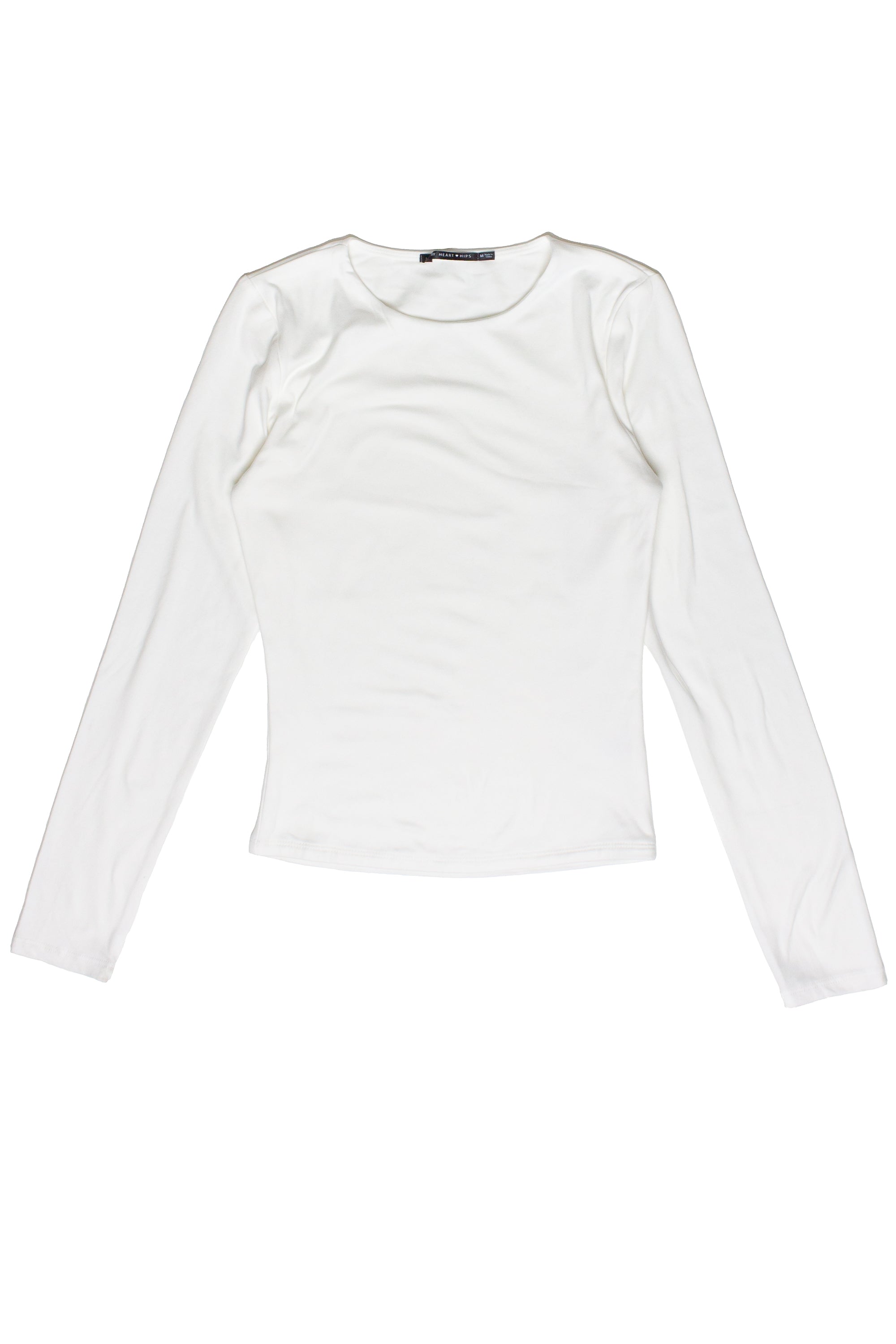 Double Layer Basic Long Sleeve T-Shirt - White