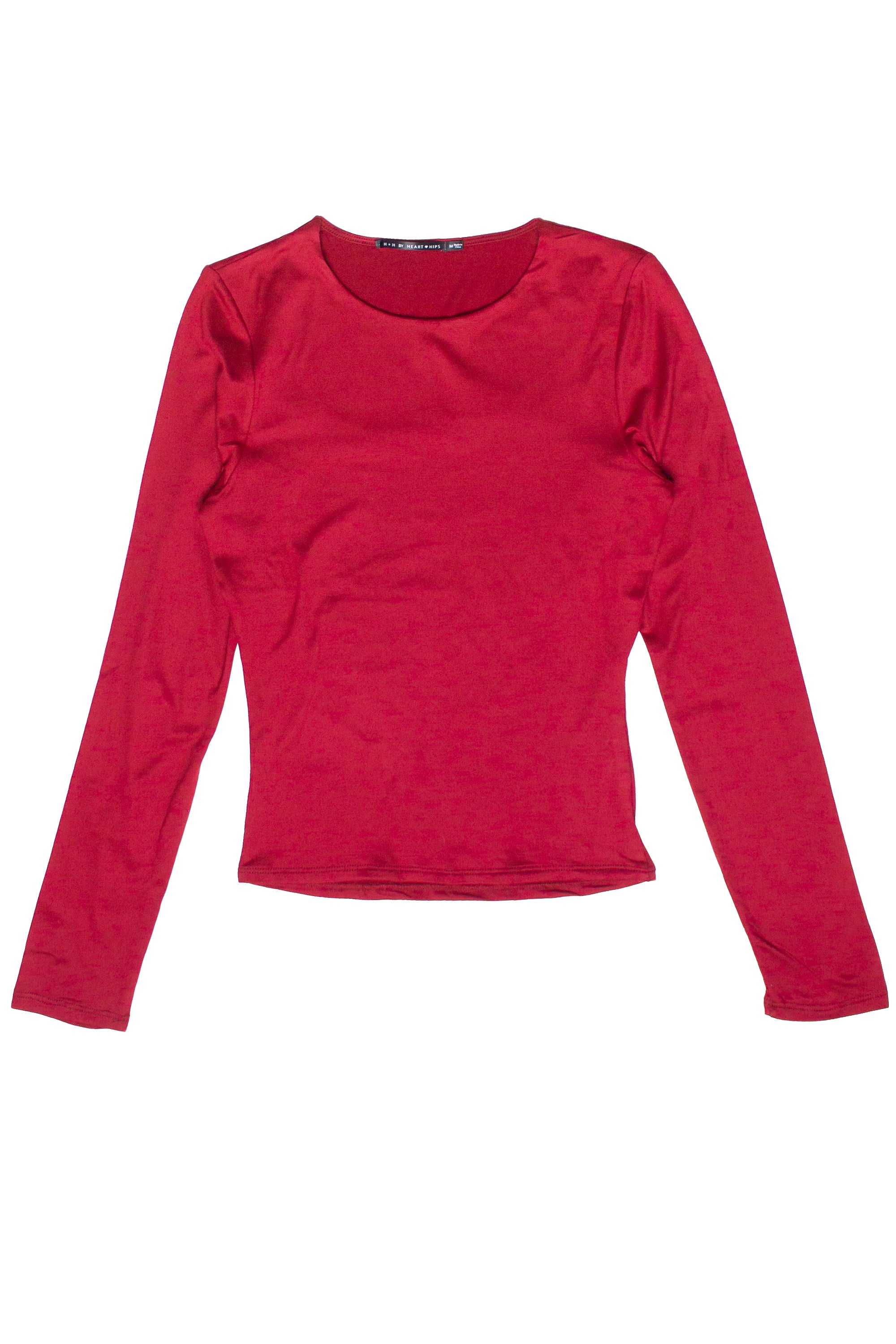 Double Layer Basic Long Sleeve T-Shirt - Red