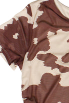 Mesh Cow Print Asymmetrical Hem Tee