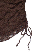 Side Ruched Floral Lace Tube Top - Brown