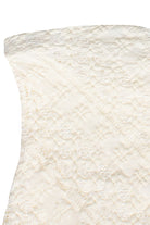 Side Ruched Floral Lace Tube Top - Ivory