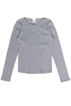Button Down Pointelle Long Sleeve Shirt - Gray