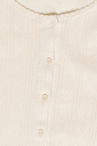 Button Down Pointelle Long Sleeve Shirt - Ivory