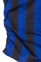 Ruched Side Striped Polo Tee - Blue