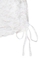Side Ruched Floral Lace Tube Top - White
