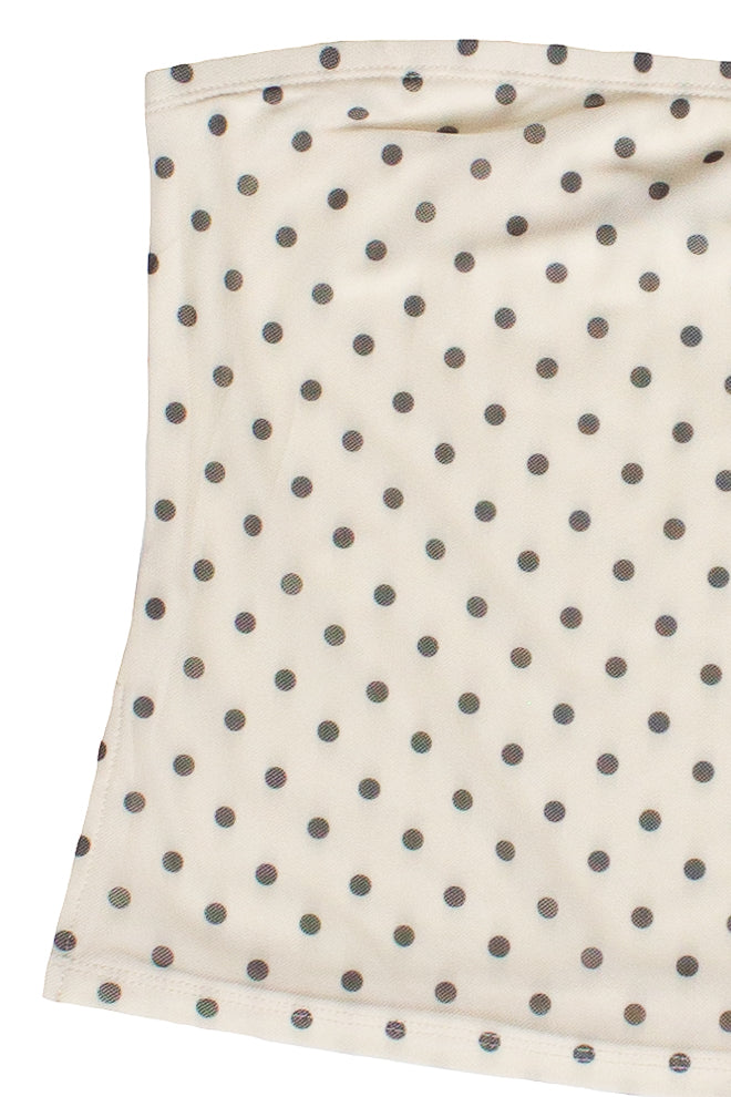 Polka Dot Print Mesh Tube Top