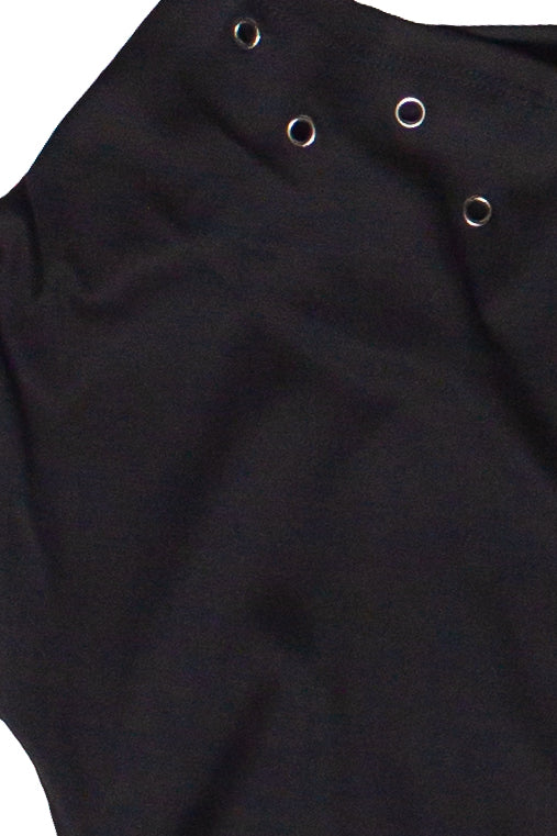 Off The Shoulder Ruched Grommet Top - Black