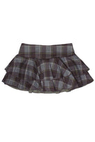 Brushed Plaid Tiered Mini Skort - Brown