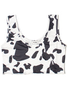 Notched Cow Print Crop Tank