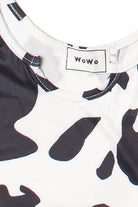 Notched Cow Print Crop Tank