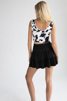 Notched Cow Print Crop Tank