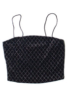Black Glitter Diamonds Velvet Crop Cami