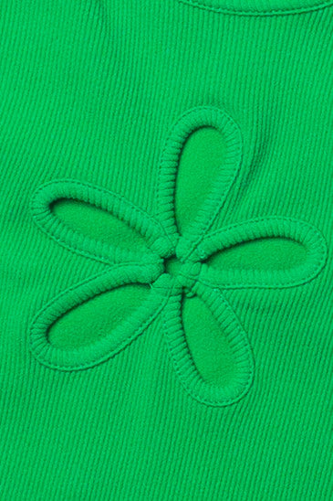 Kelly Green Flower Cutout Seamless Tank
