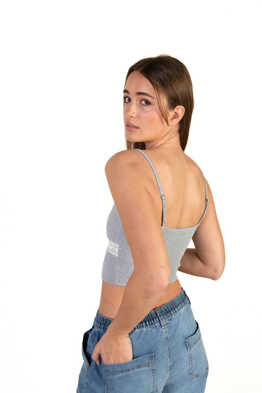 Grey Lace Trim Cami