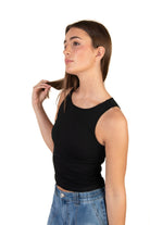 Black Seamless Crew Neck Tank