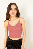 Dusty Rose Seamless Lace Pattern Cami