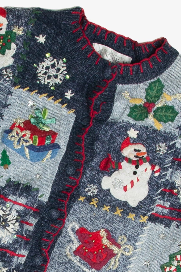 Vintage Blue Ugly Christmas Cardigan 60910